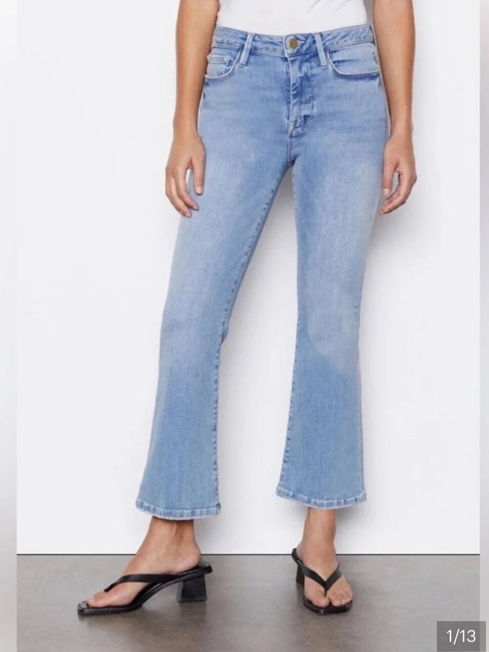 FRAME Denim Light Blue Le One Crop Mini Bootcut Jeans